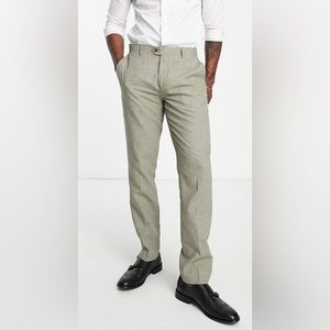 Gianni Feraud wedding slim fit linen suit pants men size 34W 32L